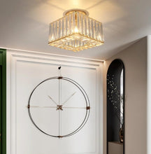 Load image into Gallery viewer, Semi Flush Mount Ceiling Light Crystal Chandelier Modern Ceiling Light Fixture Gold/Black 20 cm
