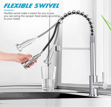 Load image into Gallery viewer, Kitchen Tap Chrome with Pull Out Spray Brass Flexible Kitchen Sink Mixer Tap Single Handle Single Hole 360° Swivel