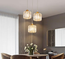 Load image into Gallery viewer, Pendant Light Gold 1 Light E27 Modern with Crystal Shade Adjustable Hanging Height Flush Mount