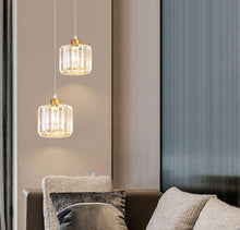 Load image into Gallery viewer, Pendant Light Gold 1 Light E27 Modern with Crystal Shade Adjustable Hanging Height Flush Mount