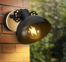 Load image into Gallery viewer, Wall Light Black E27 Wood Retro Lights Vintage Lamp