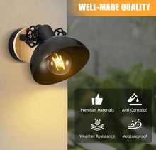 Load image into Gallery viewer, Wall Light Black E27 Wood Retro Lights Vintage Lamp