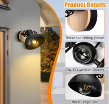 Load image into Gallery viewer, Wall Light Black E27 Wood Retro Lights Vintage Lamp