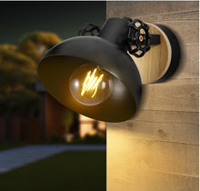 Load image into Gallery viewer, Wall Light Black E27 Wood Retro Lights Vintage Lamp