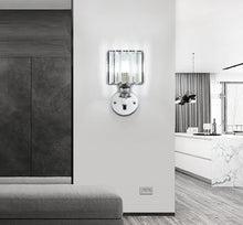 Load image into Gallery viewer, Wall Sconce Crystal Lamp E27 Modern Silver Square
