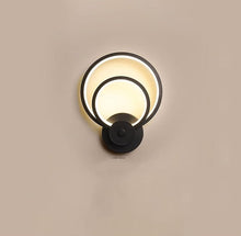 Load image into Gallery viewer, Indoor Black LED Wall Sconce 20W Modern Round Lamp 3000K Warm Light 25cm