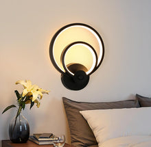 Load image into Gallery viewer, Indoor Black LED Wall Sconce 20W Modern Round Lamp 3000K Warm Light 25cm