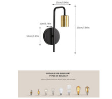 Load image into Gallery viewer, Indoor Wall Light E27 2 Pack Black/Gold U-Shaped Wall Lighting