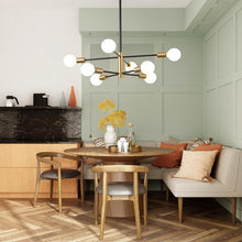 Load image into Gallery viewer, Black and Gold Chandelier E27 8-Lights Height Adjustable Ceiling Light