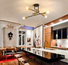 Load image into Gallery viewer, Ceiling Light Semi Flush Mount E27 4-Light Black and Gold/Black Modern Chandelier