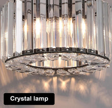 Load image into Gallery viewer, LED Crystal Pendant Lamp Black Ceiling Pendant Light Round Modern Iron Chandelier