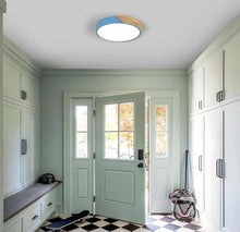 Load image into Gallery viewer, LED Blue Ceiling Light 24W Modern Cool Light Flush Mount 30 cm Round Wood Ceiling Lamp