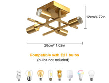Load image into Gallery viewer, Gold Ceiling Light Fixture 4-Light Industrial Ceiling Light E27 Modern 28 cm