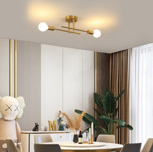 Load image into Gallery viewer, Ceiling Lamp Gold E27 Iron 2 Lights Industrial Chandelier Lamp