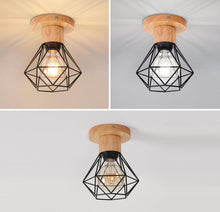 Load image into Gallery viewer, 2pcs Retro Ceiling Light Fixture Vintage Black Ceiling Light Indoor Wood and Metal Ceiling Lamp
