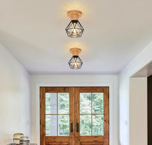 Load image into Gallery viewer, 2pcs Retro Ceiling Light Fixture Vintage Black Ceiling Light Indoor Wood and Metal Ceiling Lamp