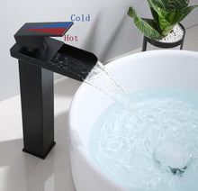 Load image into Gallery viewer, Single Lever Basin Taps Waterfall Taps Brass Single Hole Basin Tap Chrome/Black