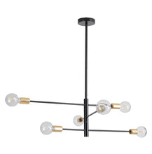 Load image into Gallery viewer, Adjustable Metal Ceiling Light Fixture E27 Black with Gold Accents (4/6/8 Lights) Chandelier