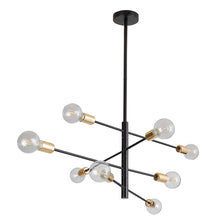 Load image into Gallery viewer, Adjustable Metal Ceiling Light Fixture E27 Black with Gold Accents (4/6/8 Lights) Chandelier
