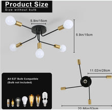 Load image into Gallery viewer, Modern Ceiling Light 5 Lights Sputnik E27 Black Vintage Metal Chandelier
