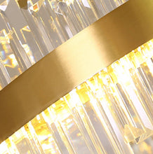 Load image into Gallery viewer, Chandelier with Gold Frame Luxury Round Crystal Pendant Light 50cm LED 3 Color Lights/ Cool White