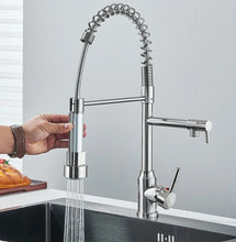 Load image into Gallery viewer, Kitchen Tap Silver Pull-Down Mixer Tap with Dual Spray Brushed Nickel Finish