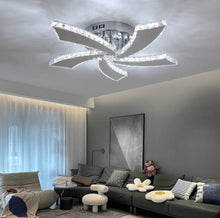 Load image into Gallery viewer, Crystal LED Ceiling Light Silver Modern Flower Design Cool White Light 55cm