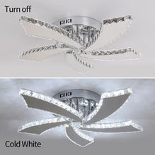 Load image into Gallery viewer, Crystal LED Ceiling Light Silver Modern Flower Design Cool White Light 55cm