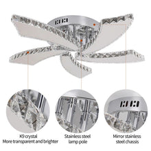 Load image into Gallery viewer, Crystal LED Ceiling Light Silver Modern Flower Design Cool White Light 55cm