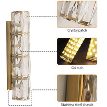 Load image into Gallery viewer, Crystal Wall Light LED Wall Lamp Gold G4 Sconce 40cm