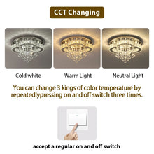 Load image into Gallery viewer, LED Chandelier Ceiling Light Silver Flush Mount 3 Color Lights 40cm