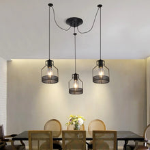 Load image into Gallery viewer, Vintage Black Ceiling Light Shade Spider 3-Light Chandelier Pendant Light E27