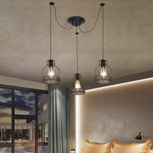 Load image into Gallery viewer, Vintage Black Ceiling Light Shade Spider 3-Light Chandelier Pendant Light E27