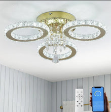 Load image into Gallery viewer, LED Gold Ceiling Light Fixture Crystal Chandelier Dimmable with Remote Control 44cm