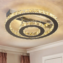 Load image into Gallery viewer, Crystal LED Silver Ceiling Light Chandelier Dimmable with Remote Control 40cm