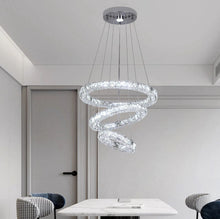 Load image into Gallery viewer, Modern Crystal Chandelier Silver LED Ceiling Lights Pendant ( 40+30+20cm ) 3 Color Lights