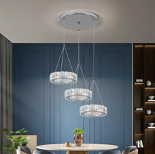 Load image into Gallery viewer, Crystal Silver Chandelier LED Ceiling Lights Pendant Light Changeable 30W