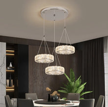 Load image into Gallery viewer, Crystal Silver Chandelier LED Ceiling Lights Pendant Light Changeable 30W