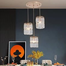 Load image into Gallery viewer, Crystal Chandelier 3-Light Ceiling Gold Pendant Lighting E14