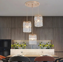 Load image into Gallery viewer, Crystal Chandelier 3-Light Ceiling Gold Pendant Lighting E14