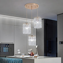 Load image into Gallery viewer, Crystal Chandelier 3-Light Ceiling Gold Pendant Lighting E14