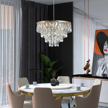 Load image into Gallery viewer, Crystal Pendant Light Gold Ceiling Lamp LED Chandelier 40W 3 Color Lights