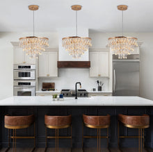 Load image into Gallery viewer, Crystal Pendant Light Gold Ceiling Lamp LED Chandelier 40W 3 Color Lights