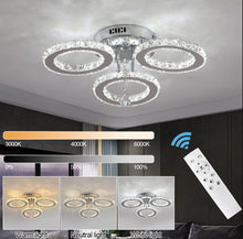 Load image into Gallery viewer, LED Ceiling Light Silver Dimmable Crystal Chandelier with Remote Control 3/5 Rings