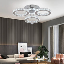 Load image into Gallery viewer, LED Ceiling Light Silver Dimmable Crystal Chandelier with Remote Control 3/5 Rings