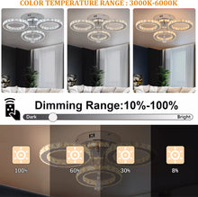 Load image into Gallery viewer, LED Ceiling Light Silver Dimmable Crystal Chandelier with Remote Control 3/5 Rings