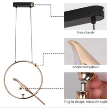 Load image into Gallery viewer, Modern Bird Gold Chandelier LED Pendant Light Ceiling Lamp 3 Color Lights