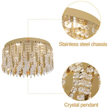 Load image into Gallery viewer, Crystal LED Ceiling Light Gold Chandelier 3 Color Lights 40x20 cm