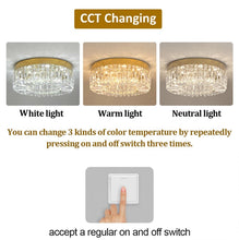 Load image into Gallery viewer, LED Ceiling Light Crystal Gold Chandelier Pendant Light 3 Color Lights 40/50cm