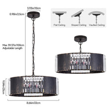 Load image into Gallery viewer, Crystal Chandelier Black Ceiling Pendant Lighting 5 x E12